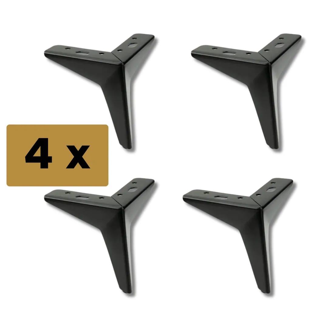 4 Metallmöbelfüße, Schwarz, 12 Cm