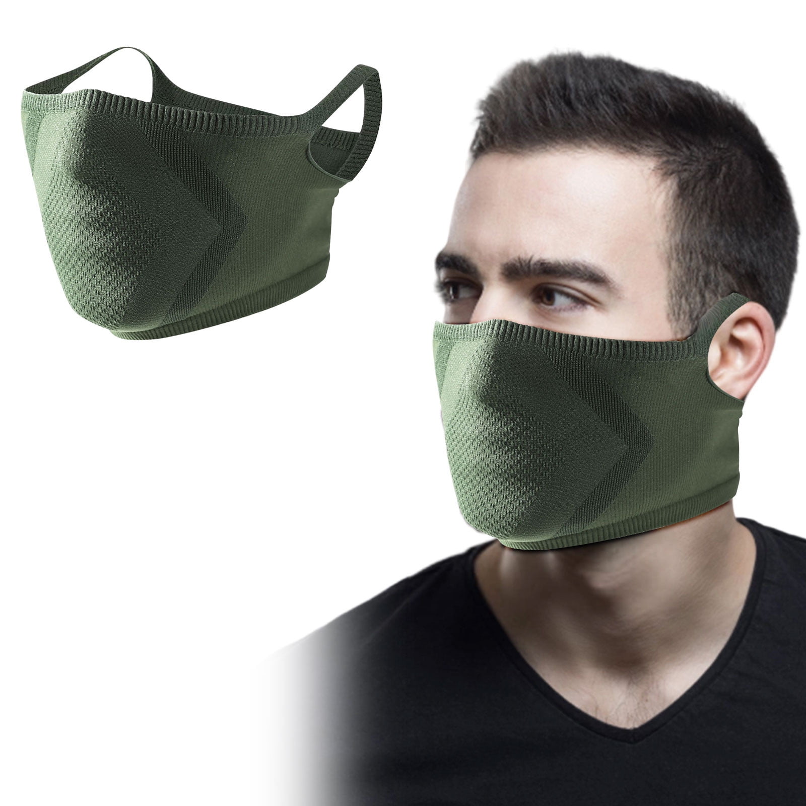 2er-pack Motorradfahrer-sonnenschutz-gesichtsmaske Aus Eisseide Mit Ohrschlaufen, Atmungsaktiver Uv-schutz (militärgrün)