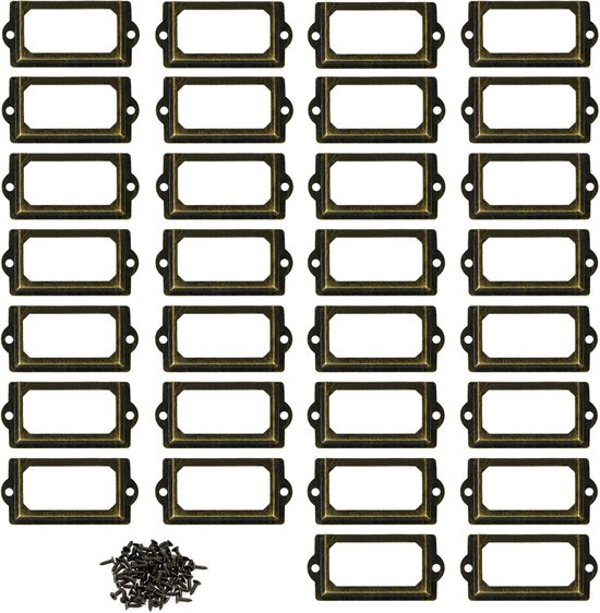 32 Stück, Metall-etikettenhalter, Metall-bibliotheksetiketten, Schubladenetikettenhalter, Schraubenschrank-etikettenhalter, Möbeletikettenhalter, Namensschild-etikettenhalter, 70 X 33 Mm
