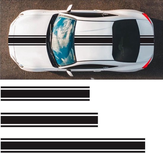 Rennstreifen-aufkleber Für Die Motorhaube – Wasserfester Vinyl-aufkleber Für Den Kofferraum – Dekorativer Streifenaufkleber Für Die Autoabdeckung (3er-pack)