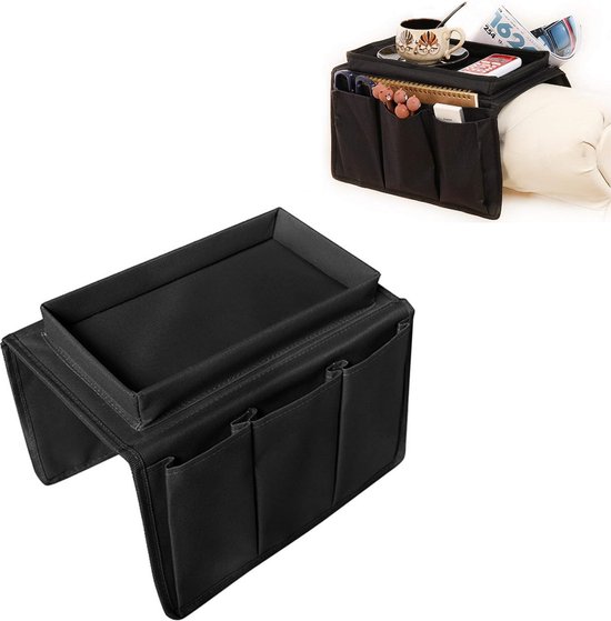Schwarze Hänge-organizer-tasche Mit Mehreren Fächern Für Armlehnen Von Sofas Und Stühlen