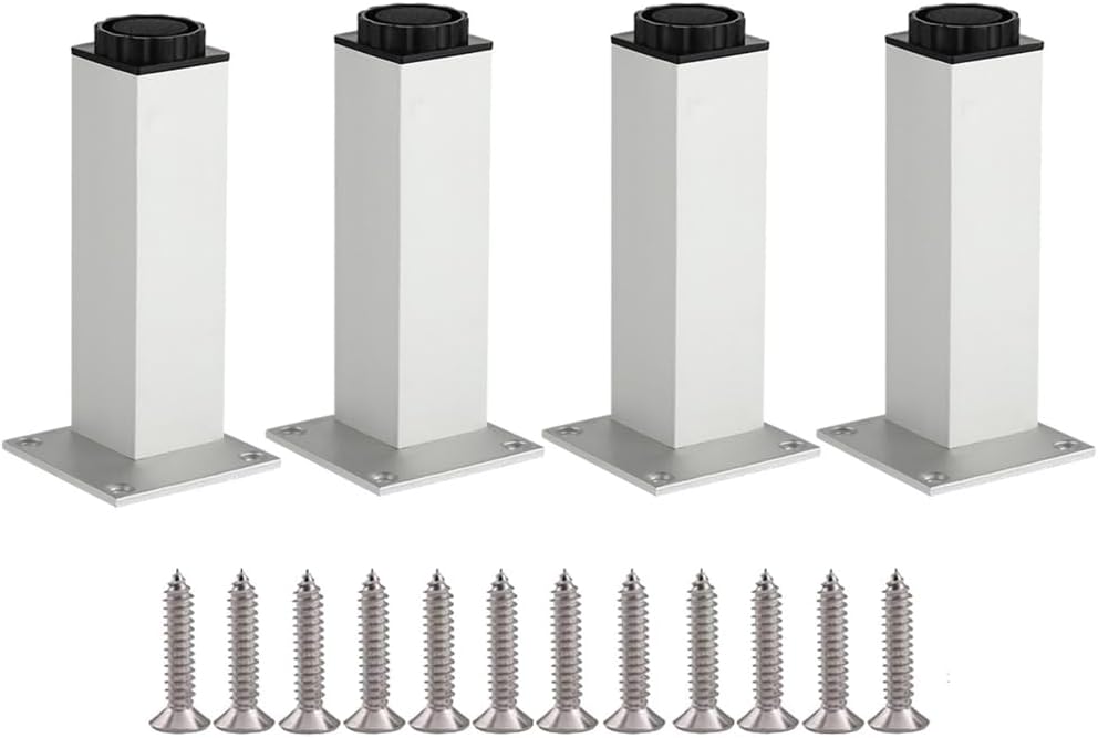Vier Möbelfüße Aus Aluminiumlegierung, 20 Cm (7,9 Zoll), Höhenverstellbar Von 0–15 Mm, Metall-tischbeine, Für Sofas, Stühle, Schränke – Silber