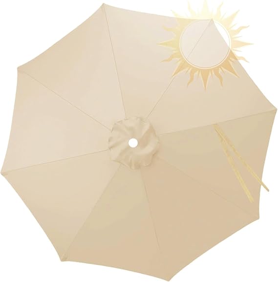 Ersatz-sonnenschirmdach, 2 Meter, 8-rippig, Ersatzstoff, Regendicht, Für Terrassen, Strand, Beige