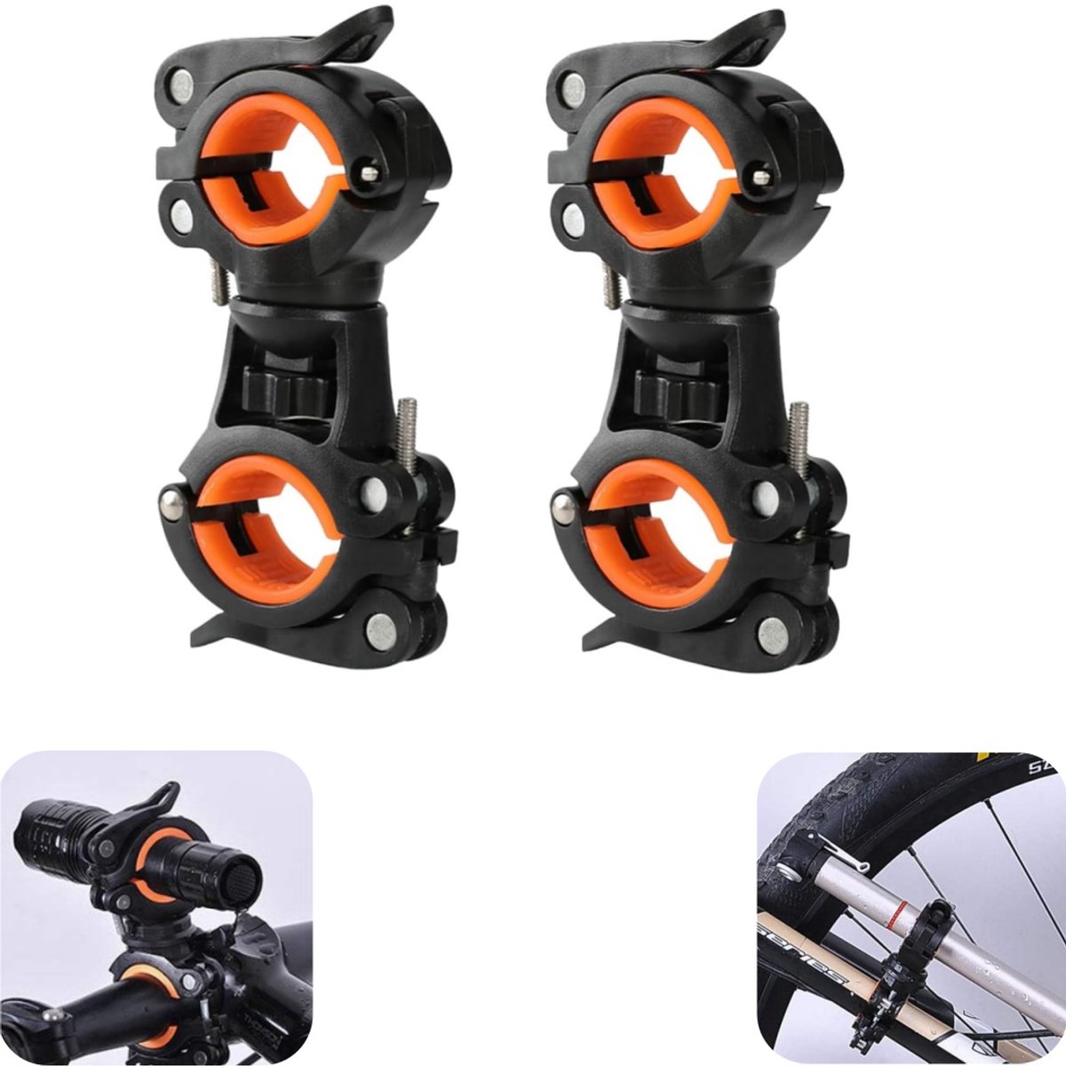 Halterungen Taschenlampenhalterung Frontlichthalterung Fahrradpumpenhalterung Verstellbar Drehbar Geeignet, Schwarz, 5,5 Cm, Fahrrad (schwarz