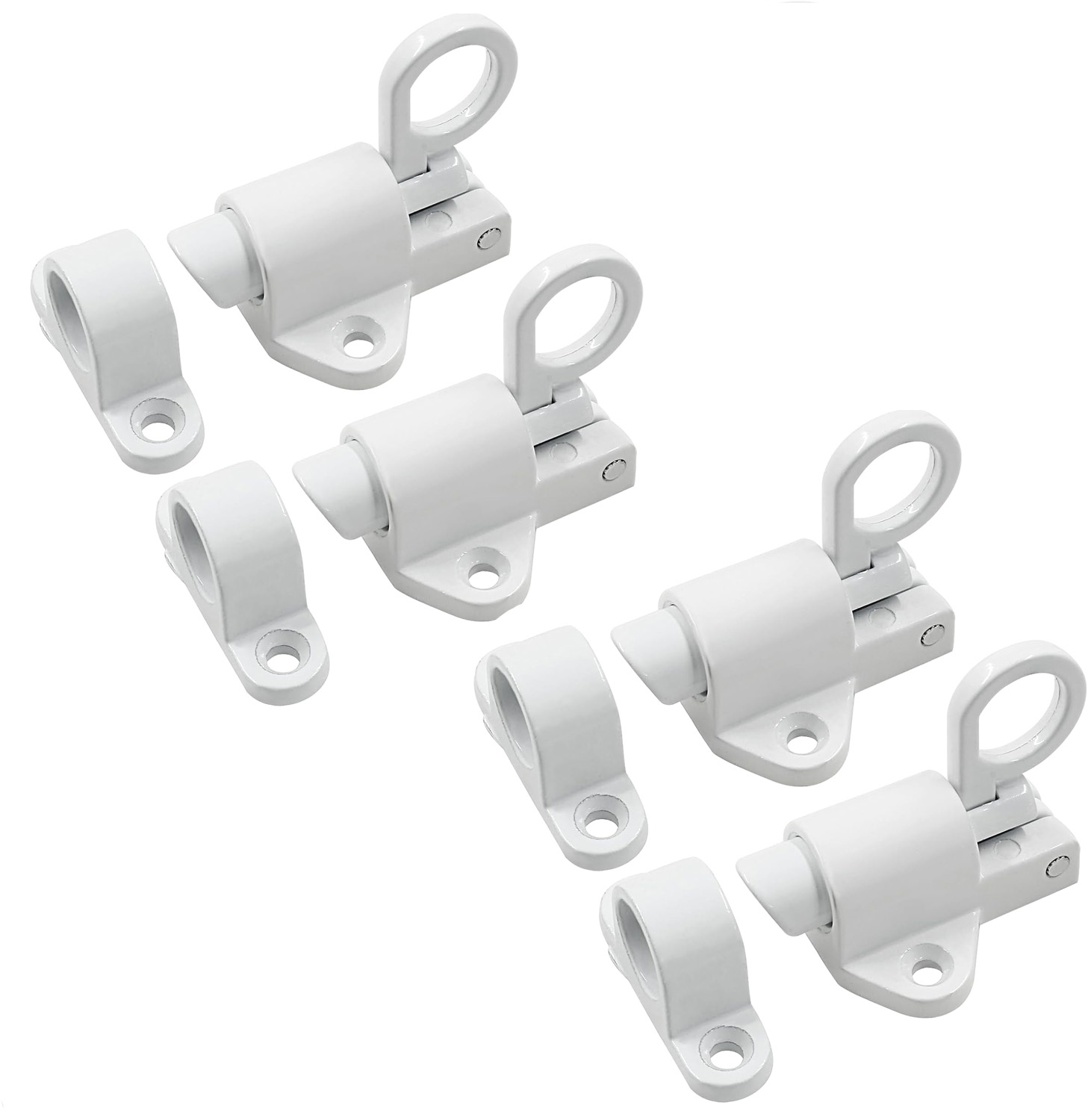 4-teiliges Set Weißer, Selbstschließender Automatischer Federriegel Für Schiebetüren (2,3 X 1,7 Zoll) Für Fenster, Schränke Und Scheunentüren
