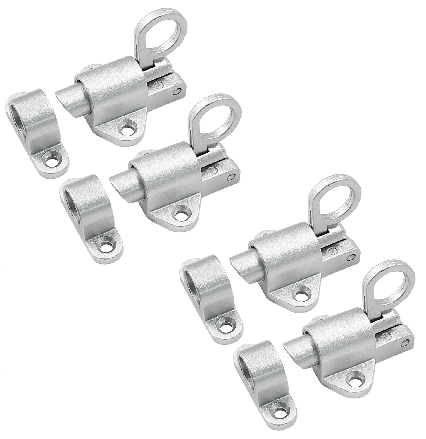 4-teiliges Set Aus 2,3 X 1,7 Zoll Großen, Silberfarbenen, Selbstschließenden Automatischen Federriegeln Für Schiebetüren An Fenstern, Schränken Und Scheunentüren.