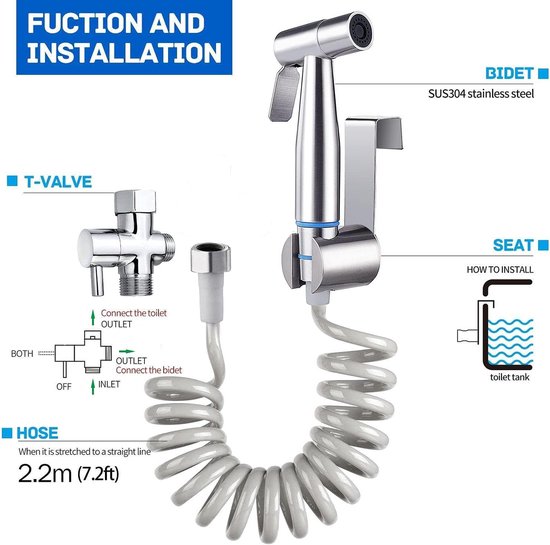 Bidet-handbrause-set, Wc-bidet, Für Bidet- Und Wc-armaturen, Mit Langem, Flexiblem Duschkopf Aus Edelstahl, Windeldusche, Tierbad