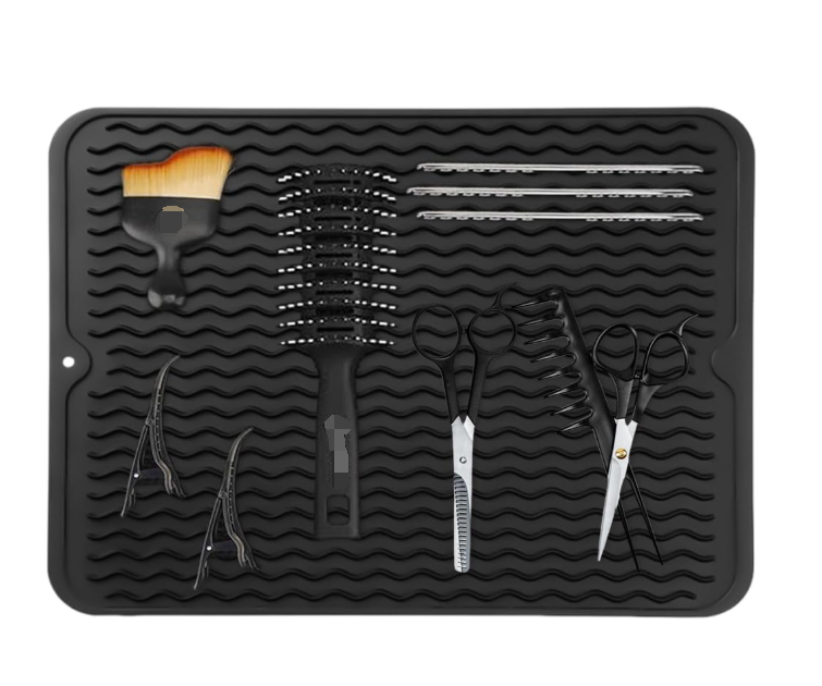 Rutschfeste Haarschneidemaschinenmatte – Flexibler Gummi – Für Bartheken, Servicetheken, Waschbecken Und Arbeitsflächen In Kosmetiksalons – 39,6 X 30,5 Cm – Schwarz