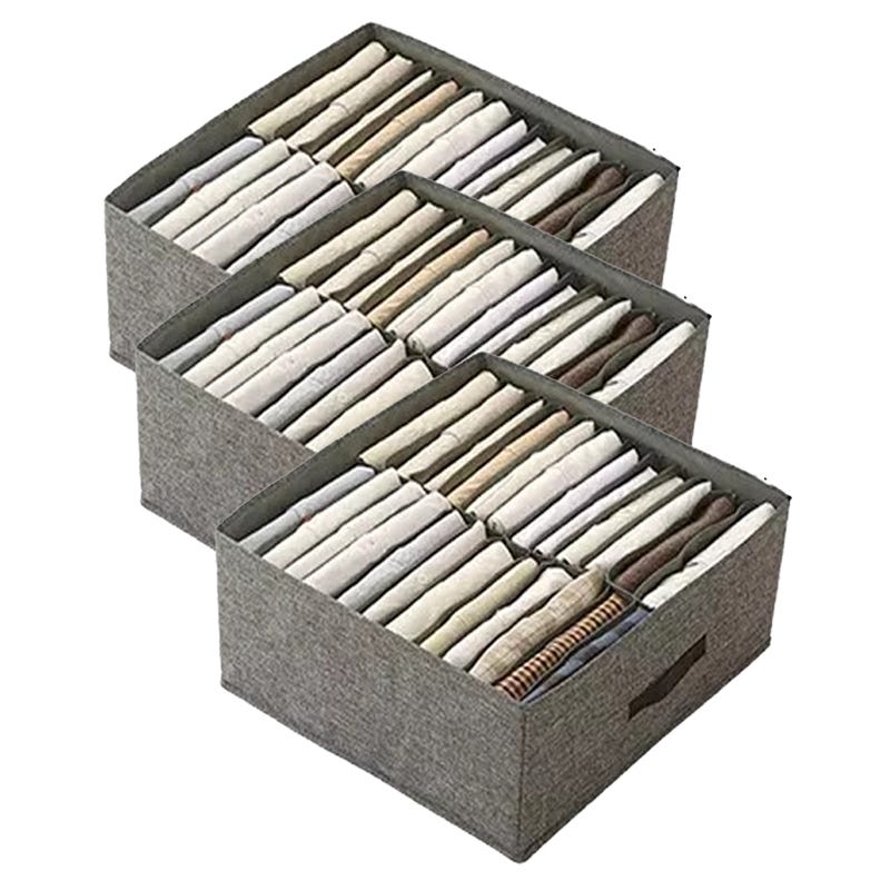 Dreiteiliges Kleiderschrank-aufbewahrungsset Mit Regal Und Aufbewahrungsbox, Jeans-aufbewahrungsregal Mit 24 Fächern, Waschbare Und Faltbare Aufbewahrungsbox Aus Stoff.