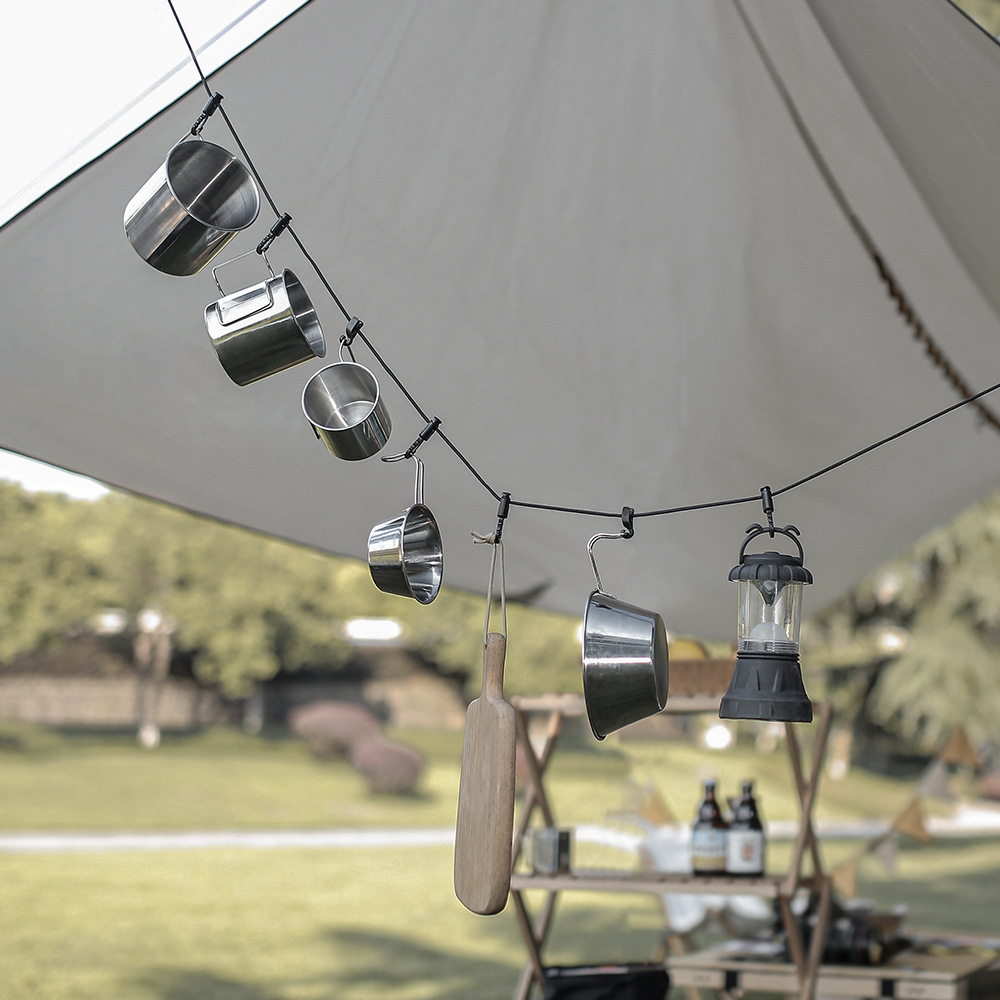 Verstellbare Wäscheleine, Wäscheklammern, Markisenleine, Tragbare, Windfeste Outdoor-wäscheleine, Multifunktionale Camping-wäscheleine