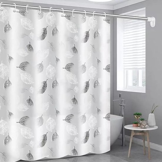 Duschvorhang Mit Blattmotiv, Schimmelresistent, Inklusive 12 Haken, Wasserdichter Duschvorhang Aus Polyester Für Badezimmer, Geeignet Für Zuhause Und Hotel, 120 X 200 Cm