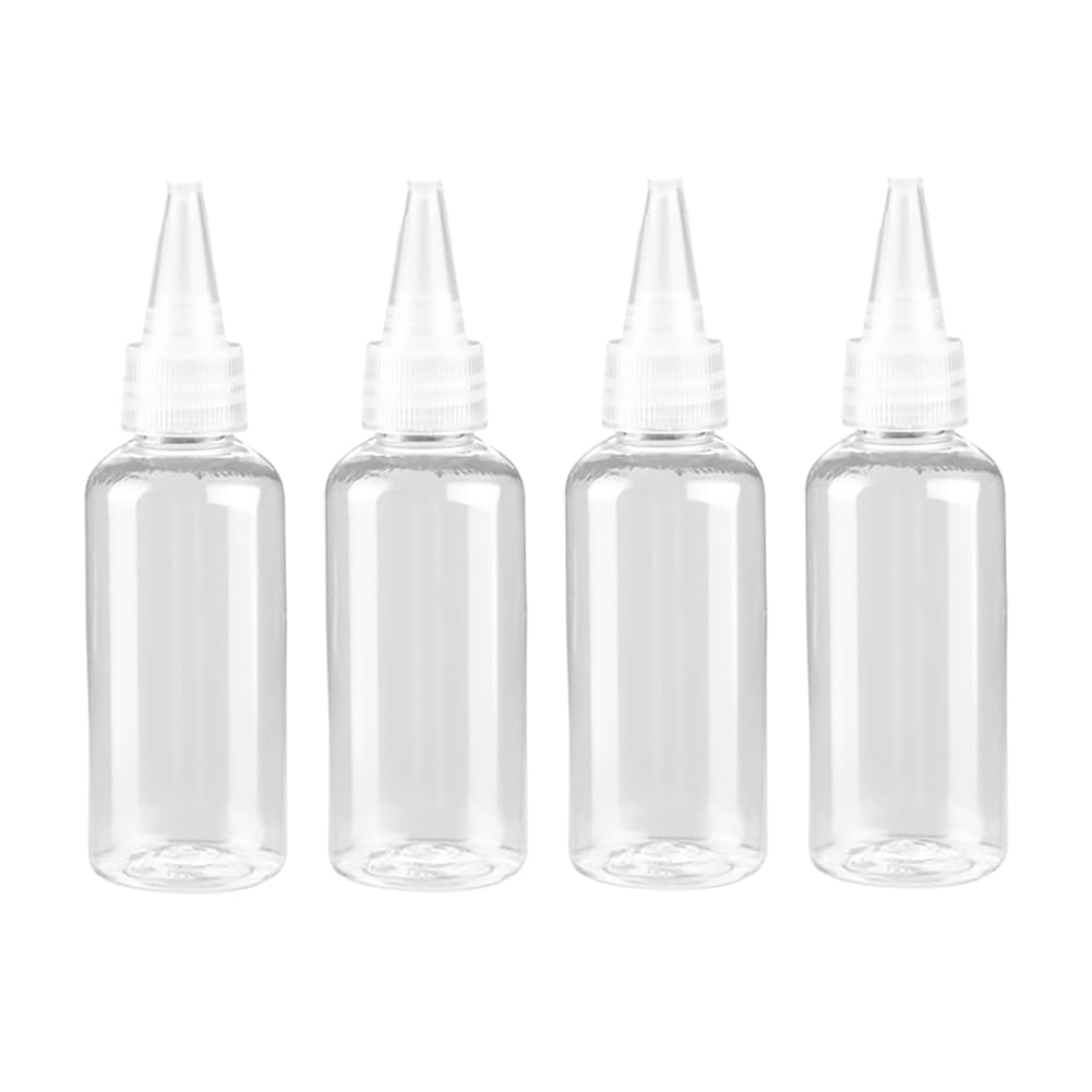 Vier 60-ml-quetschflaschen Aus Kunststoff, Kleine Leere Sprühflaschen, Farbe, Klebstoff, Tintenapplikatoren, Haarfärbemittelflaschen, Tropfflaschen