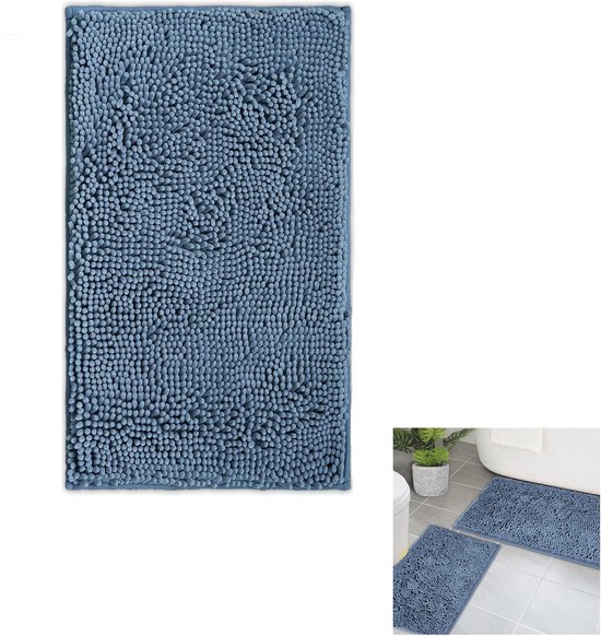 Saugfähige, Rutschfeste Plüsch-badematte, Weich, Leicht Zu Reinigen, Für Türrahmen, Balkone, Badewannen Und Duschbereiche – Blau