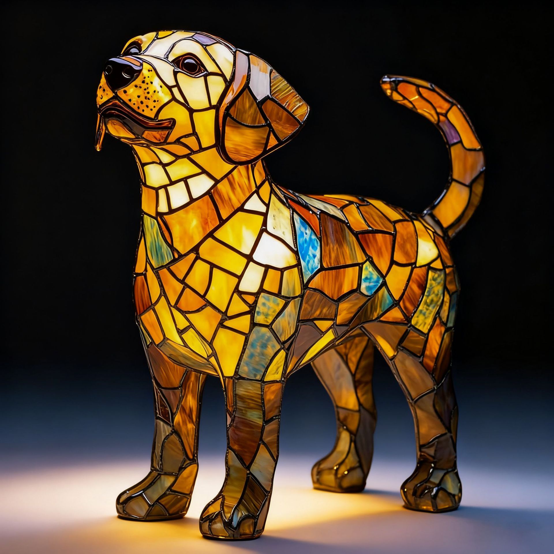 Herzhafter Labrador – Batteriebetriebene Tischlampe – Retro-tischlampe – 3d-tier-nachtlicht – 17 Cm – Led-3d-lichtornament