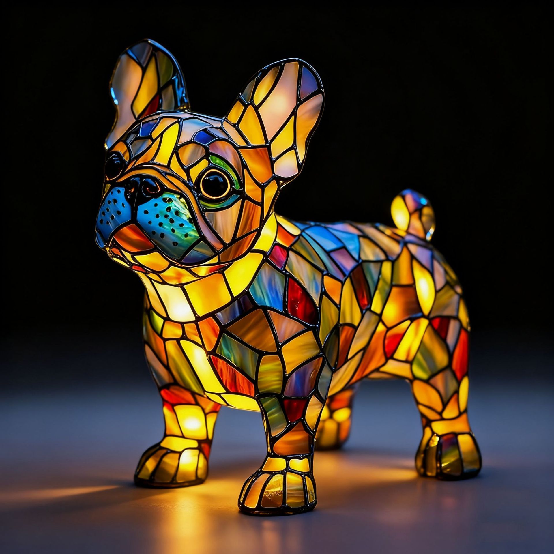 Niedliche Bulldogge – Batteriebetriebene Tischlampe – Retro-tischlampe – 3d-tier-nachtlicht – 17 Cm – Led-3d-lichtornament