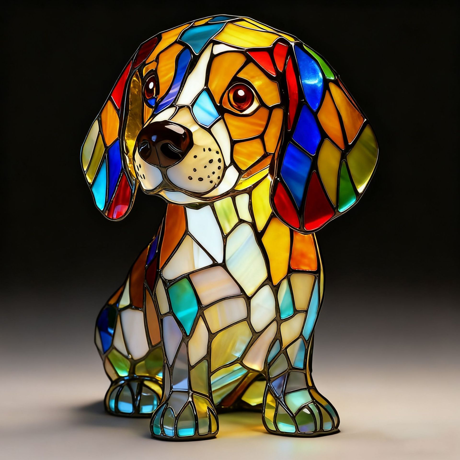 Großohriger Beagle – Batteriebetriebene Tischlampe – Retro-tischlampe – 3d-tier-nachtlicht – 17 Cm – Led-3d-lichtornament