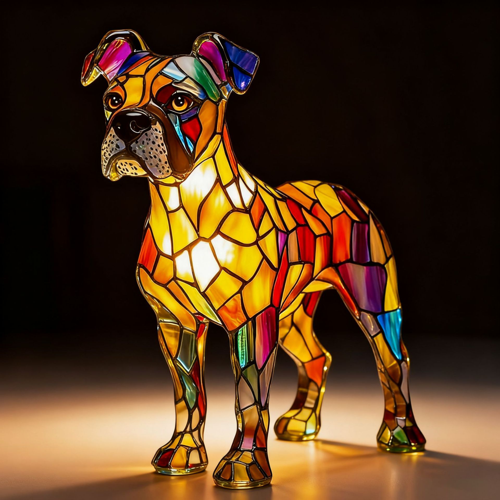 Macho Boxer – Batteriebetriebene Tischlampe – Retro-tischlampe – 3d-tier-nachtlicht – 17 Cm – Led-3d-lichtornament