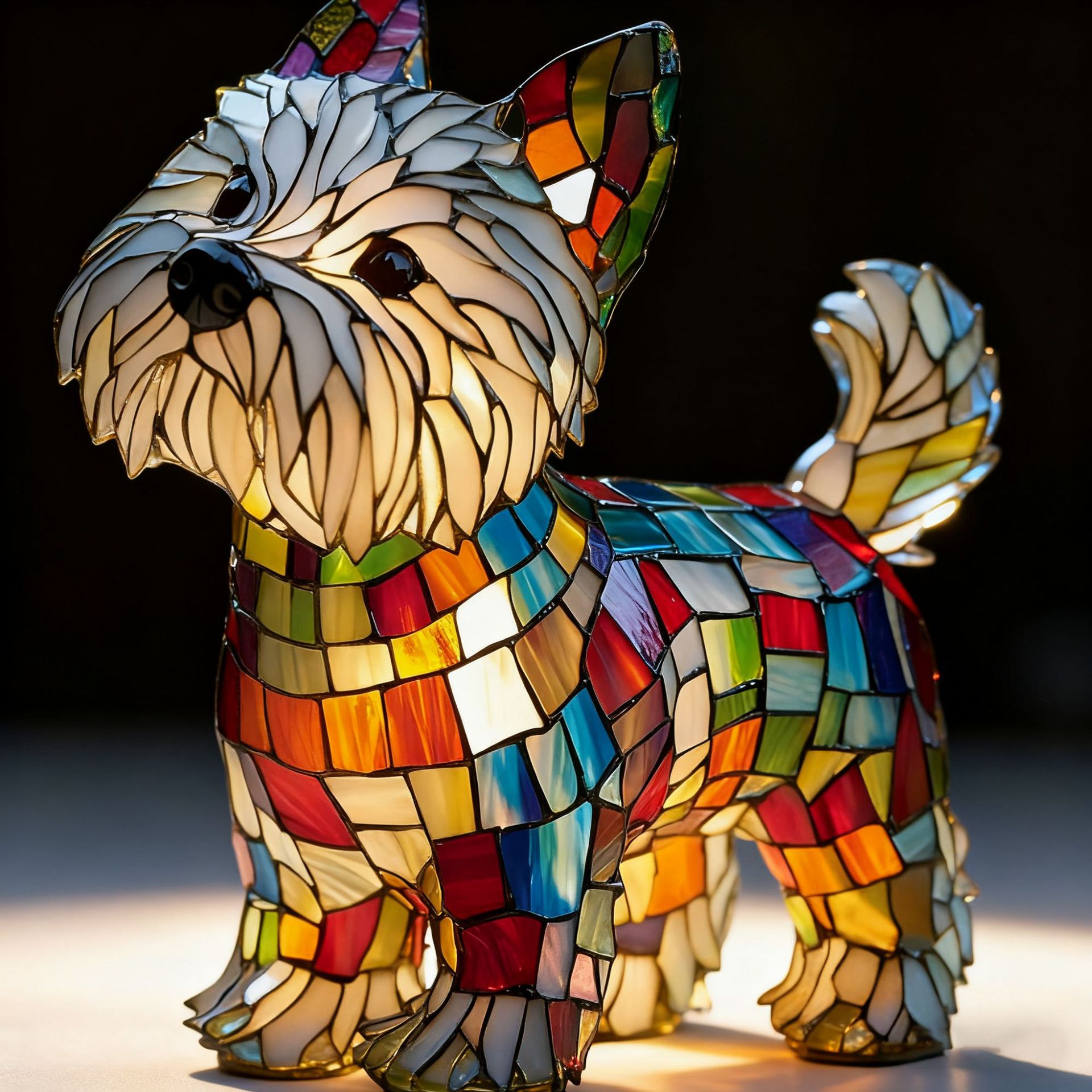 West Highland White Terrier Mit Weißem Pomeranian – Batteriebetriebene Tischlampe – Retro-tischlampe – 3d-tier-nachtlicht – 17 Cm