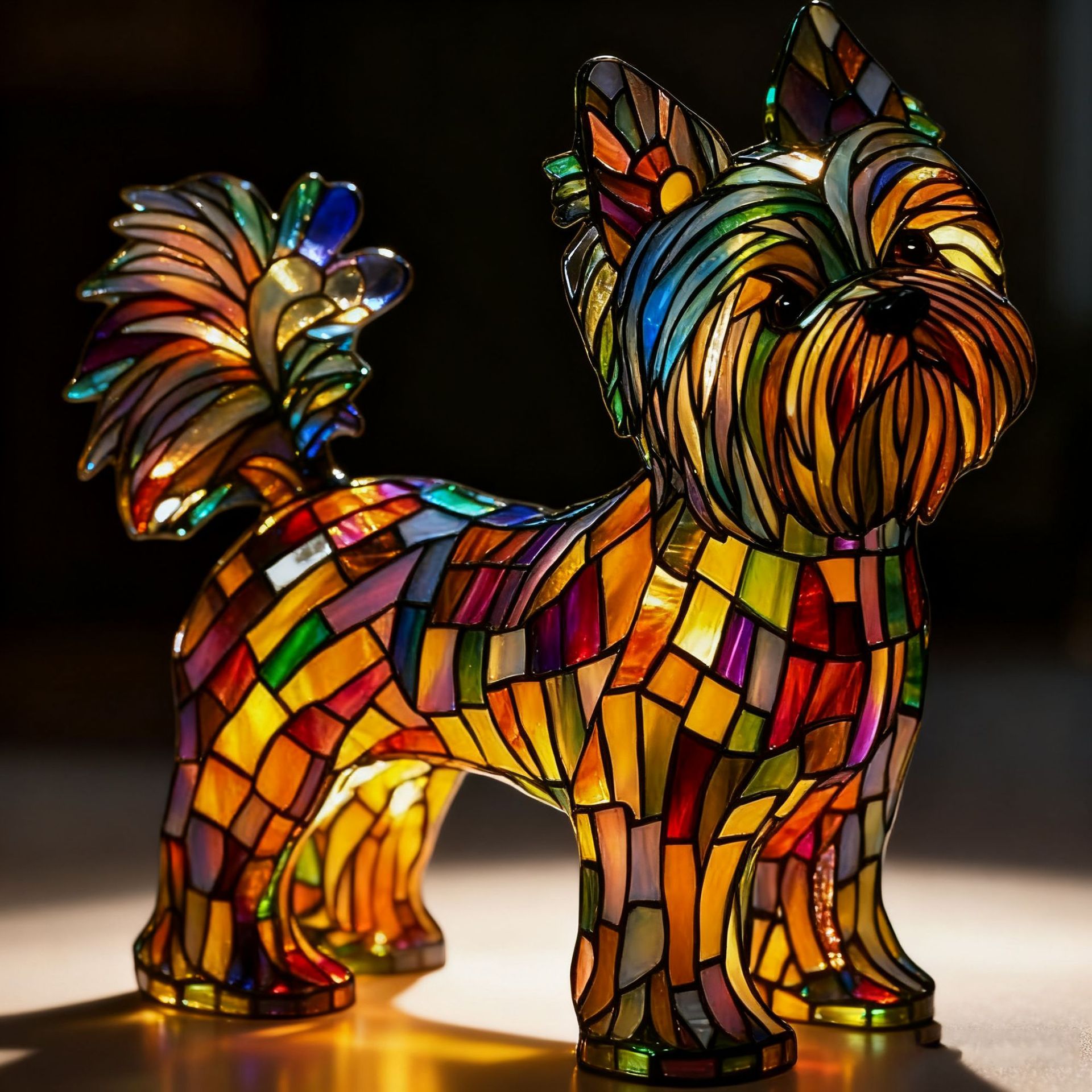 Yorkshire Terrier Mit Losem Schwanz – Batteriebetriebene Tischlampe – Retro-tischlampe – 3d-tier-nachtlicht – 17 Cm – Led-3d-lichtornament
