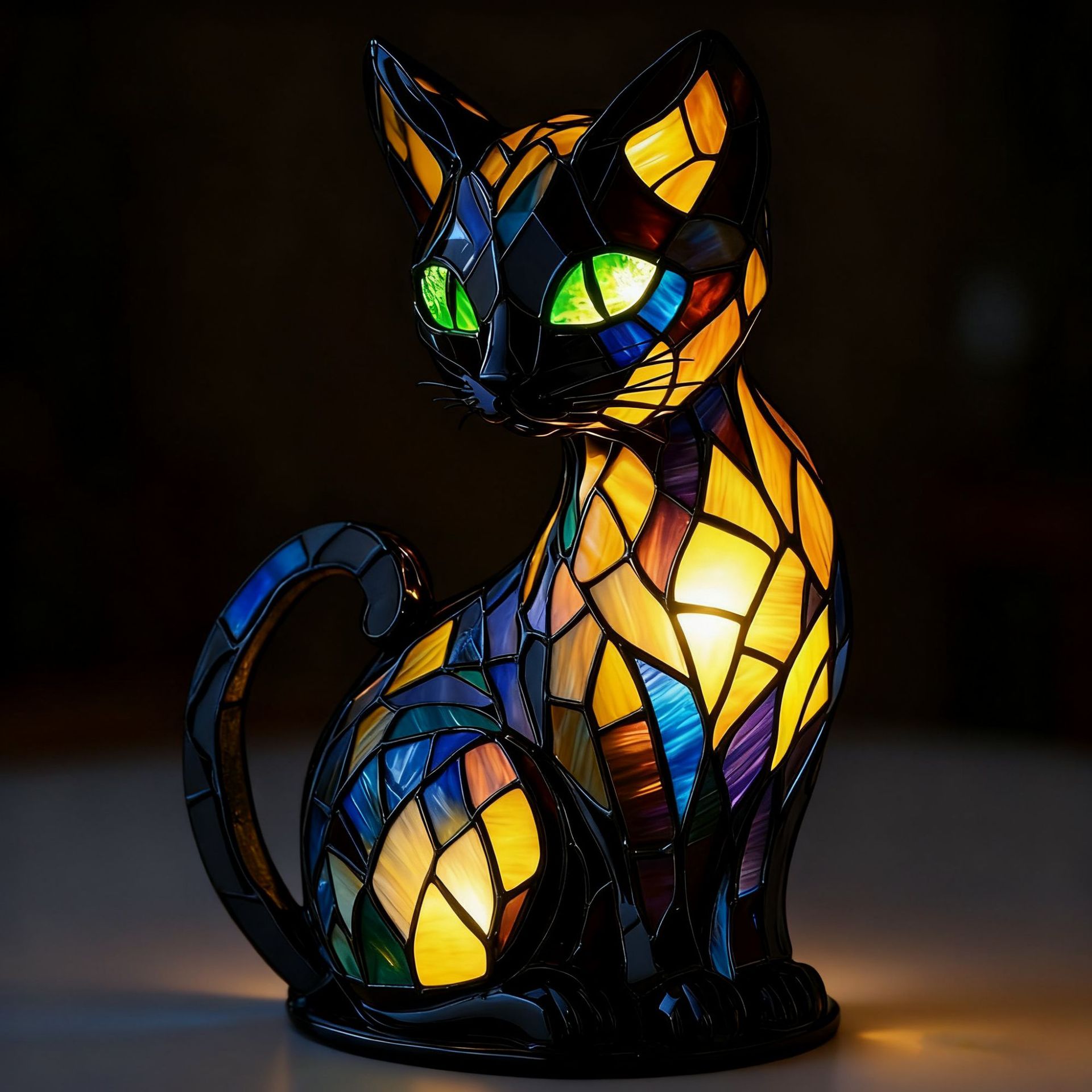 Tischleuchte „katze Schaut Zurück“ (batteriebetrieben) – Retro-tischleuchte – 3d-tier-nachtlicht – 17 Cm – Led-3d-lichtornament