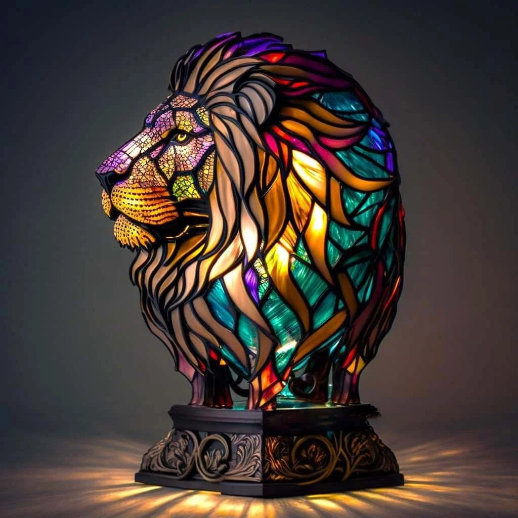 Löwen-tischlampe (batteriebetrieben) – Retro-tischlampe – 3d-tier-nachtlicht – 17 Cm – Led-3d-lichtornament