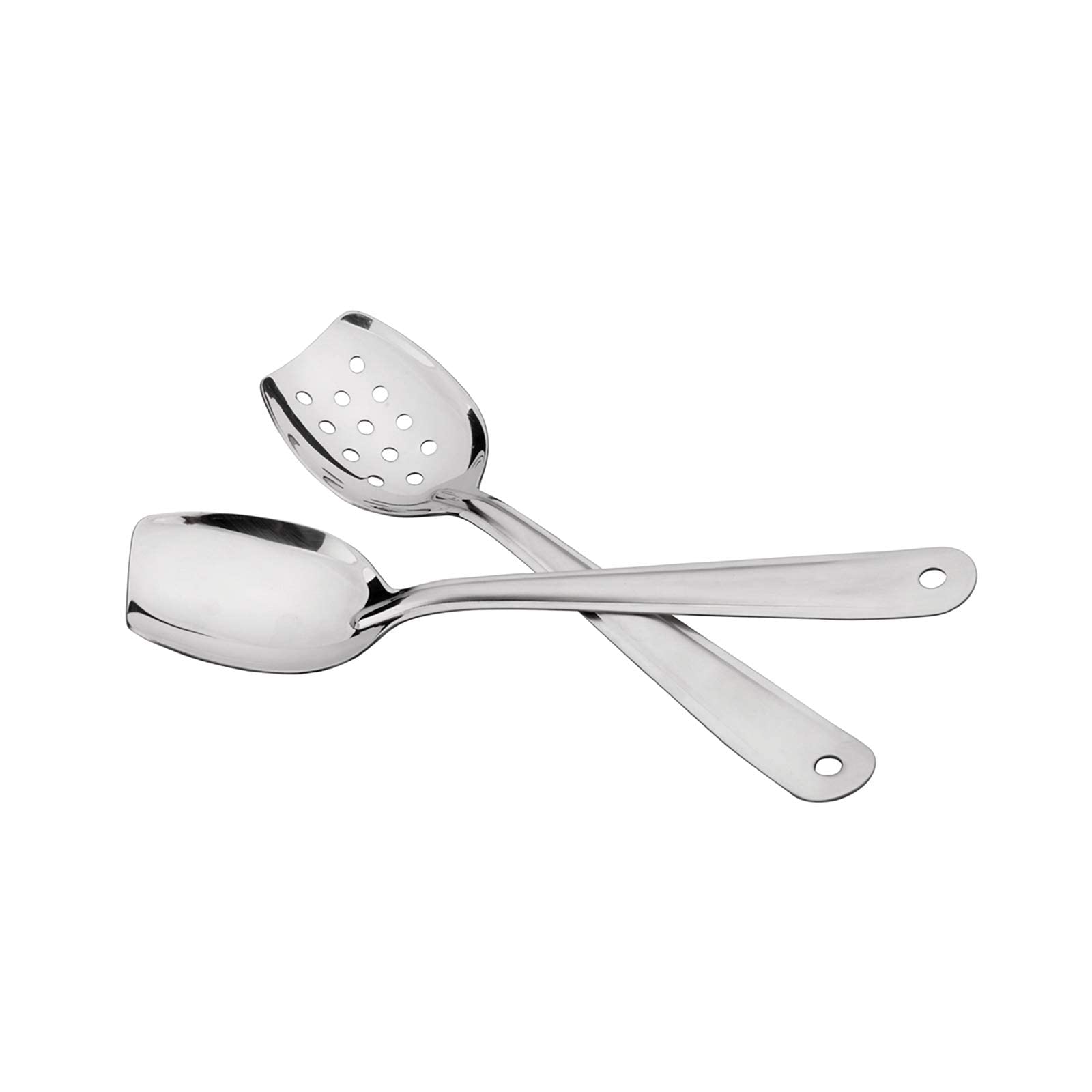 Suppenkelle Mit Flachem Boden, Hohler Löffel Aus 18/8-edelstahl, 25 Cm Langer Löffel Mit Flachem Rand, Kochlöffel, 2-teiliges Set, Servierlöffel, Serviersieb