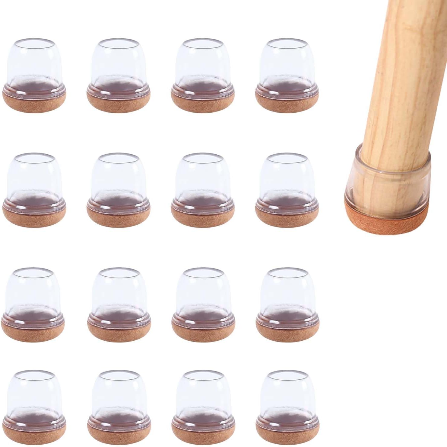16er-pack Runde Silikon-stuhlbeinschoner Mit Filzgleitern – Geeignet Für Stuhlbeindurchmesser Von 14–19 Mm – Schützen Böden Vor Kratzern Und Geräuschen