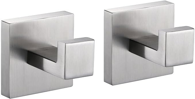 Selbstklebende Handtuchhaken – 2 Stück – Schraubbefestigung – Edelstahl, 5 X 5 X 4,5 Cm