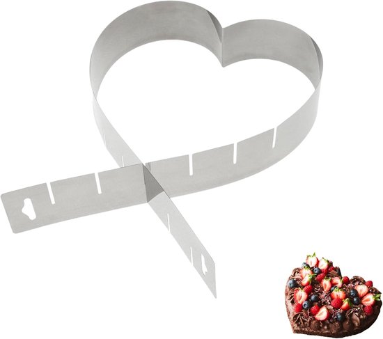 Herzförmige Kuchenform/kuchenring, Verstellbar, Ohne Boden, Edelstahl, Silber