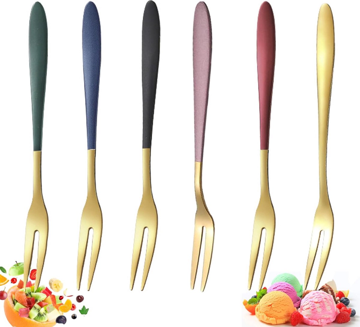 6-teiliges Obstgabeln-set, Kuchengabeln-set, Dessertgabeln Aus Edelstahl, Für Salate, Vorspeisen, Snacks, Kuchen, Desserts, Hochzeiten, Geburtstagsfeiern