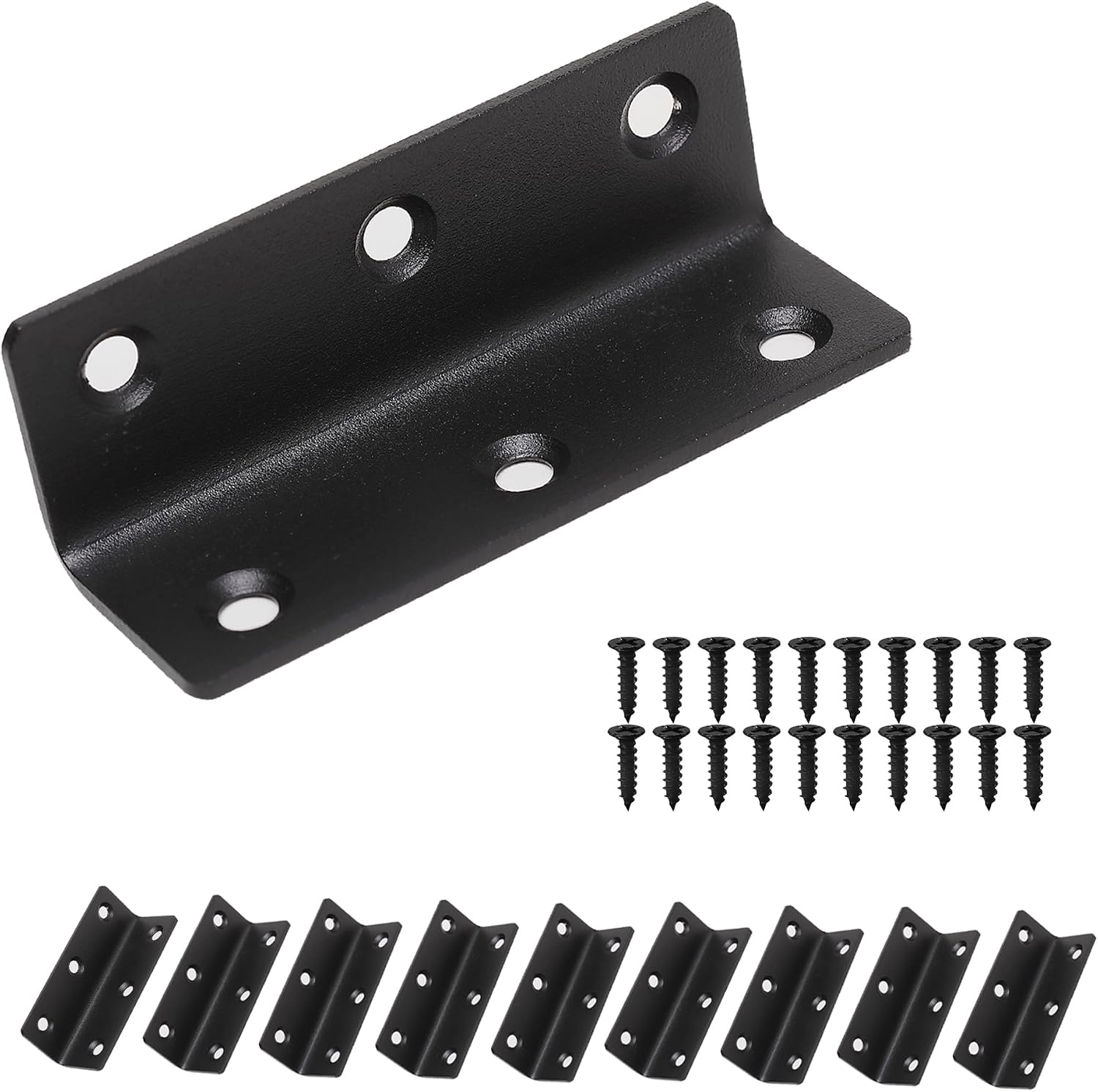 L-förmiger Winkel, Robuster Eckenschutz, 10er-pack, Schwarzer Metallwinkel, Gesamtlänge 80 Mm