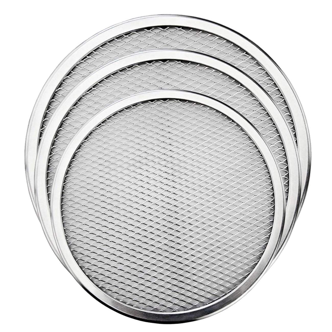 Pizzablech, 3-teilig, Nahtlos, Aus Aluminium, Antihaftbeschichtet, Küchenbedarf, Küchenhelfer, Öfen, Grills, 25 Cm Und 30 Cm