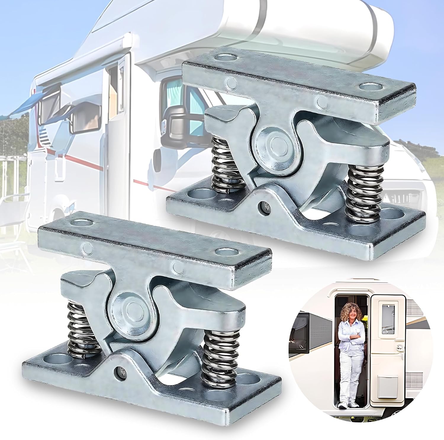 2-teiliger Türstopper Für Wohnwagen, Türstopper Aus Zinklegierung, Zubehör Für Wohnwagen Und Wohnmobile, Türstopper Mit Federmechanismus Für Garten Und Mobilheim