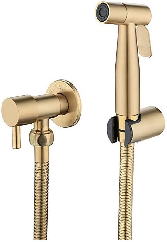 Set Aus Vergoldeter, Wandmontierter Toiletten-sprühpistole Und Handbrause Für Bidet Aus Edelstahl