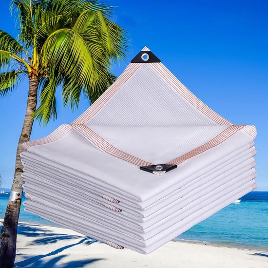 Schattierungsnetz, 80-95 % Schattierungsgrad, Weiß, Uv-schutzgewebe Mit Eingefassten Kanten, 3 X 3 Meter, Geeignet Für Gewächshäuser, Carports, Terrassen Und Gärten