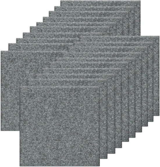 Teppichfliesen, 20 Stück, Teppichboden, Polyester, Einfach Zu Verlegen, Selbstklebend, Diy, Für Büros, Wohnzimmer, Schlafzimmer, 30 X 30 Cm, Hellgrau