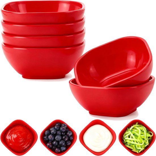 Set Mit 6 Bruchsicheren Soßenschälchen Aus Kunststoff À 100 Ml – Kleine Dessertschälchen – Mini-zubereitungsschälchen Für Beilagen, Ketchup, Snacks, Nüsse, Gewürze (rot)