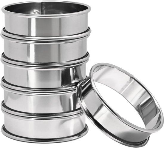 Backform-set, 6-teilig, 10 X 2,5 Cm, Runde Edelstahl-backformen Mit Doppelt Gerolltem Rand, Silberfarben, Tortenringe, Antihaftbeschichtet, Muffinformen, Gebäck