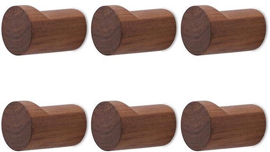 Haken, 6 Stück, Wandhaken Aus Holz, Handtuchhaken, Wohnaccessoires, Mit Schrauben, Zum Aufhängen Von Handtüchern Und Hüten, 3,5 X 3,5 X 5 Cm, Braun