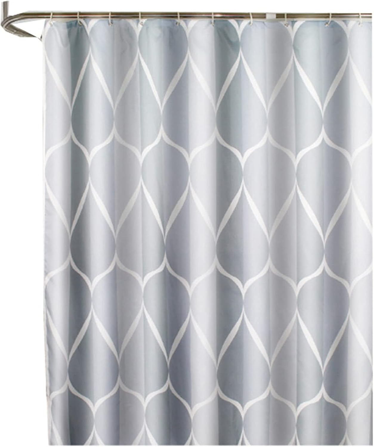 Wasserdichter, Schimmelresistenter Duschvorhang – Grau – 120 × 180 Cm – Waschbarer Duschvorhang Aus Polyester – Inklusive 8 Duschvorhanghaken