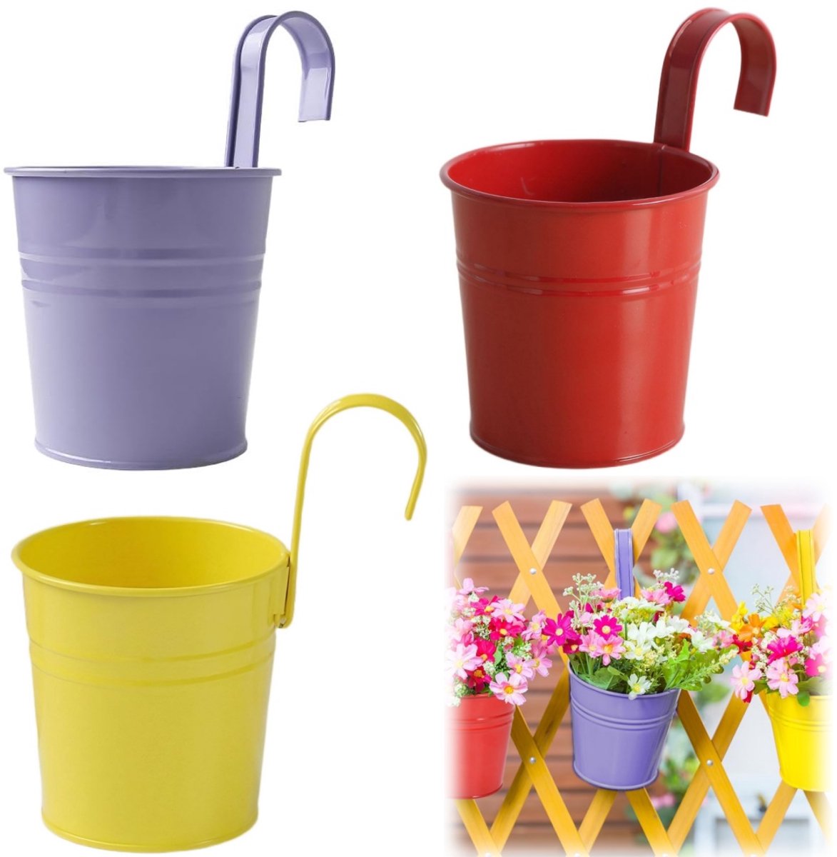 Blumentöpfe, Kräuterpflanzgefäße, Gartenkübel Aus Eisen, Hängeblumentöpfe Aus Eisen, 16 Cm, Für Garten, Terrasse Und Balkon (10 X 16 Cm, Verschiedene Farben)