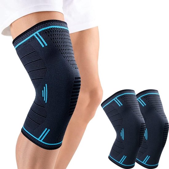 2-teilige Sport-kniebandage, Verstellbare Elastische Patella-/bänderunterstützung, Atmungsaktiv, Blau, 2xl.