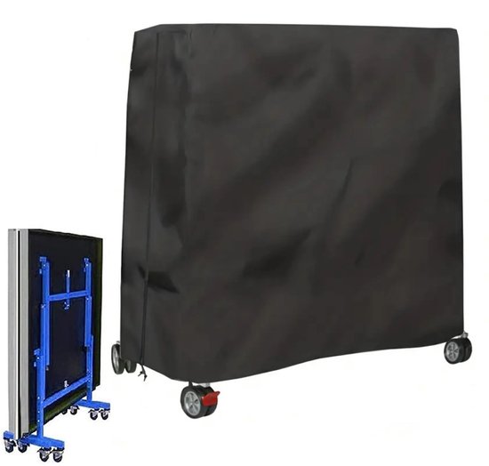 Wasserdichte Tischtennisplattenabdeckung (210d), 165 × 70 × 185 Cm, Uv-schutz, Für Den Innen- Und Außenbereich Geeignet, Schwarz