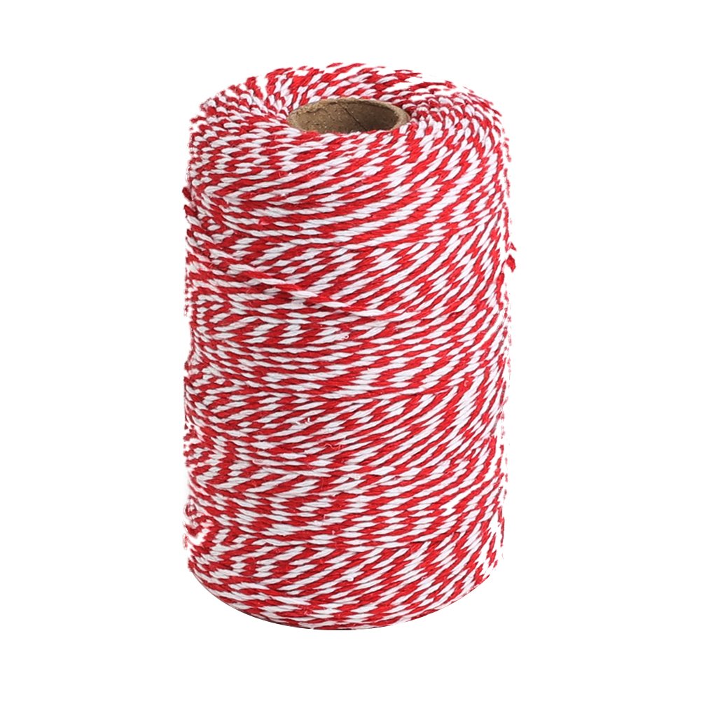 Rotes Und Weißes Hanfgarn, 100 Meter Baumwoll-bäckergarn Zum Backen, Schlachten, Basteln, Geschenkverpacken Und Für Weihnachtsdekorationen