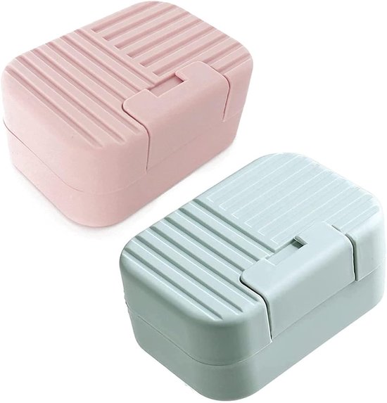 Seifenschale Mit Deckel – 2-teilig – Tragbare Seifenschale, Ideal Für Bad, Dusche Und Camping – Rosa/blau