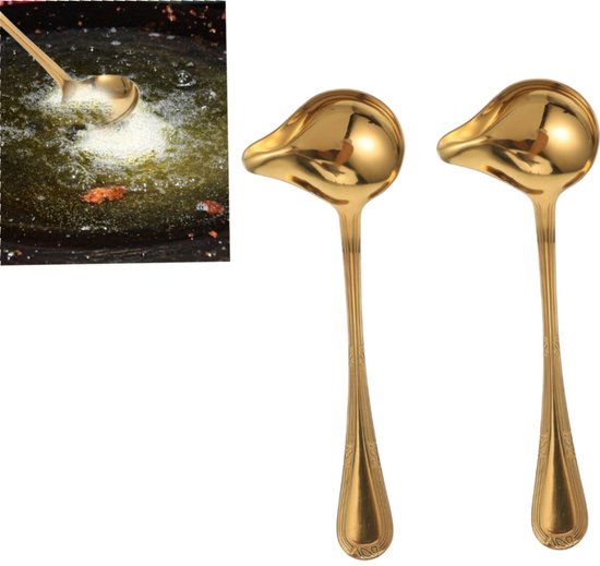 10-teiliges Set Aus Edelstahl-soßenkellen Mit Ausgießer Zum Einfachen Schöpfen, Küchensoßenkelle, Kleine Suppenkelle, 7,3 X 0,2 X 20 Cm, Goldfarben