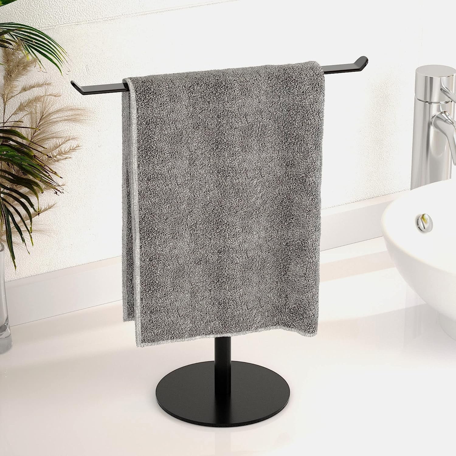 T-förmiger Handtuchhalter Mit Handgriff, Haargummiablage, Schwarzes Küchenregal, Wasserdichte Edelstahl-arbeitsplattenablage
