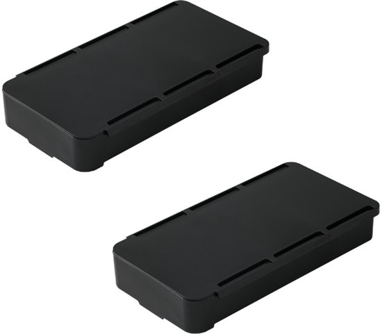 Schreibtisch-organizer, 2-teilig, Schubladeneinteiler, Selbstklebend, Für Schubladen Unter Dem Schreibtisch, Für Regale, Schreibtische Und Tische, Schwarz, 19,8 X 10,5 X 3,3 Cm, Abs