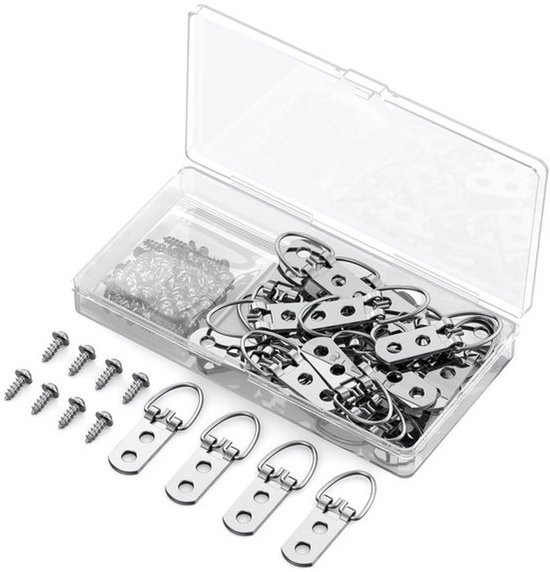 30-teiliges Set Robuster D-ring-bilderrahmenhaken Mit 60 Schrauben (tragkraft: 18 Kg)