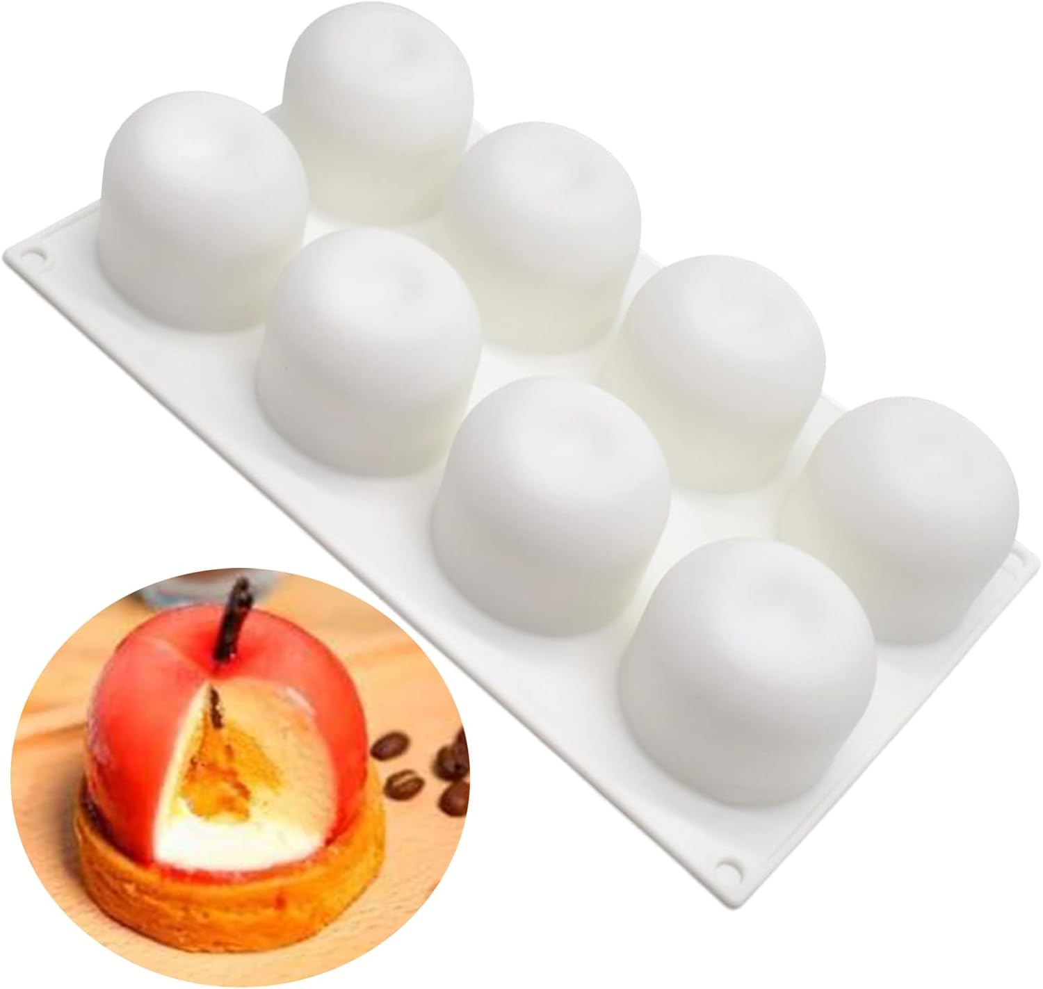 3d-apfel-silikonform – Diy-seifen-, Gelee-, Pudding- Und Schokoladenkugelform Für Kugelförmige Lebensmittel, Kuchen Und Mousse (weiß)